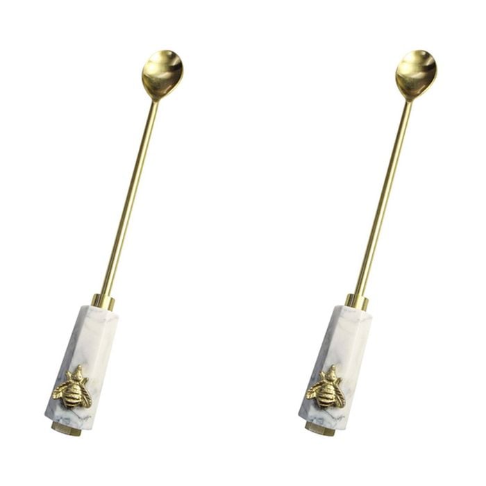 2PK LVD Stainless Steel Bee 26cm Long Mix Spoon - Gold/White