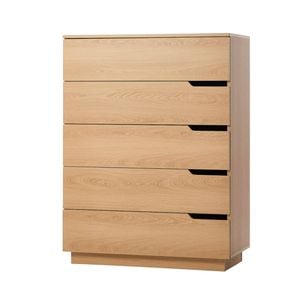 Oikiture 5 Chest of Drawers Dresser Tallboy Storage Cabinet Bedroom Natural