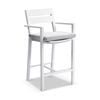 Santorini Outdoor Aluminium Bar Stool White & Textured Grey Cushions