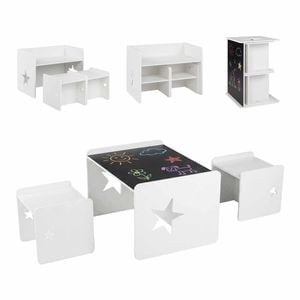 Costway 3pc Kid Table Chair Set Space-saving Activity Chalkboard School