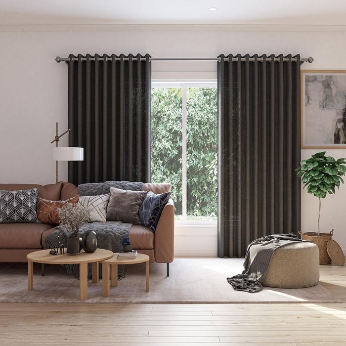 Mollers 1400 x 2500mm Charcoal Hyland Room Darkening Eyelet Curtain - 1 Pack - Charcoal