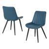 Familand Dinging Chairs Set of 2 Padded Seat Kitchen Living Room Chair Faux Leather in Navy