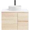 CIBO 750mm Coast Veneer Nordic Wall Hung Bathroom Vanity With White Gloss Fluted Basin