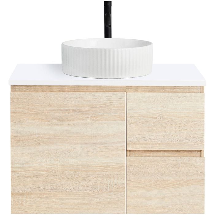 CIBO 750mm Coast Veneer Nordic Wall Hung Bathroom Vanity With White ...