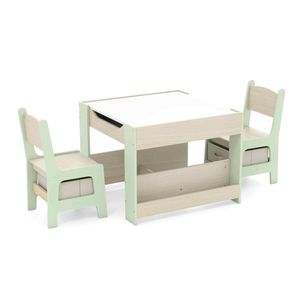 Costway Wood Kids Table & Chair Set Leisure Activity Table-Green