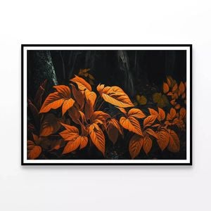 Orange Leaves Woodland Plants  Print 100% Australian Made 90x60cm  (Poster)