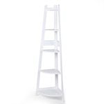Levede 5-Tier Wooden Corner Shelf Ladder Display White