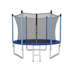 Costway 12FT Kids Trampoline Jumping Trampolines w/Ladder & security Net Pad Indoor Outdoor Fun Toys Gift Blue