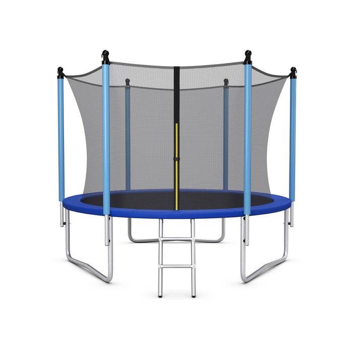 Costway 12FT Kids Trampoline Jumping Trampolines w/Ladder & security Net Pad Indoor Outdoor Fun Toys Gift Blue