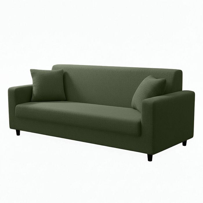 Anyhouz 3 Seater Sofa Cover Plain Army Green Style And Protection For Living Room Sofa Chair Elastic Stretchable Slipcover