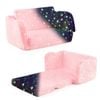 Costway Kids Luminous Foldable Sofa W/flannel Cover Pink