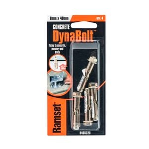 Ramset Dynabolt Hex M8 x 40mm Zinc Passivated 4pk
