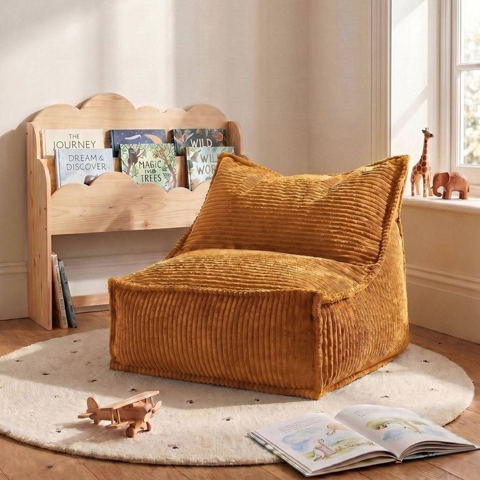 Cadence & Co. Mini Wilde Ribbed Luxe Fleece Beanbag Lounge Cover Mustard