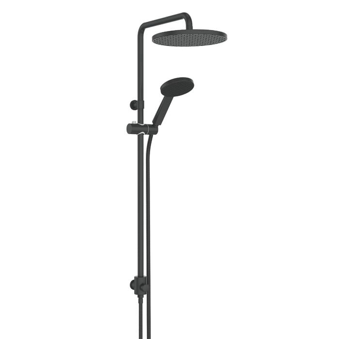 Greens Matte Black Penny Twin Rail Shower With RainBoost® Technology - Matte Black