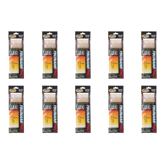 10x Tsunami 8 Red Hook Sabiki Rig - Iridescent Glo Head Flash and Beads Size 14