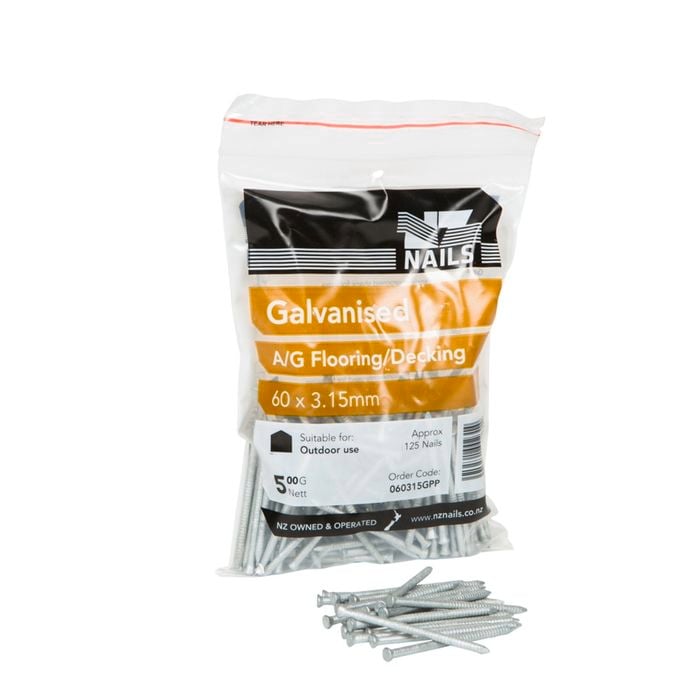 NZ Nails 60 x 3.15mm Galvanised Timber Decking Nail - 500g Pack