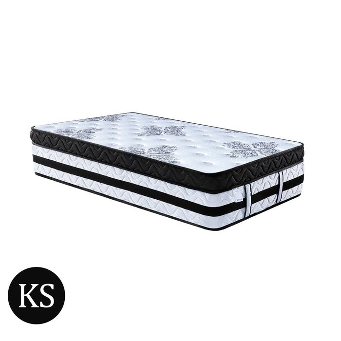 Laura Hill King Single Mattress 34cm Plush Euro Top 5 Zone Pocket Spring High Density Foam Hypoallergenic
