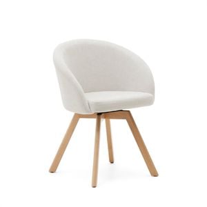 MARVIN swivel chair beige chenille with natural legs