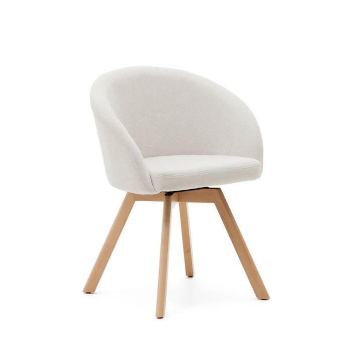 MARVIN swivel chair beige chenille with natural legs