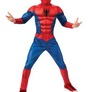 Marvel Spider-Man Deluxe Lenticular Muscle Halloween Costume for Kids – Red Blue, 3-5-YRS