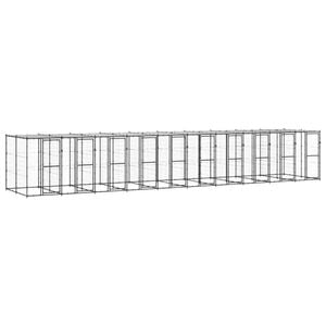 vidaXL Outdoor Dog Kennel Steel with Roof Puppy Enclosure House Pet Supply 1100x220x180 cm