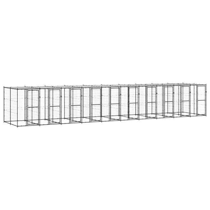 vidaXL Outdoor Dog Kennel Steel with Roof Puppy Enclosure House Pet Supply 1100x220x180 cm