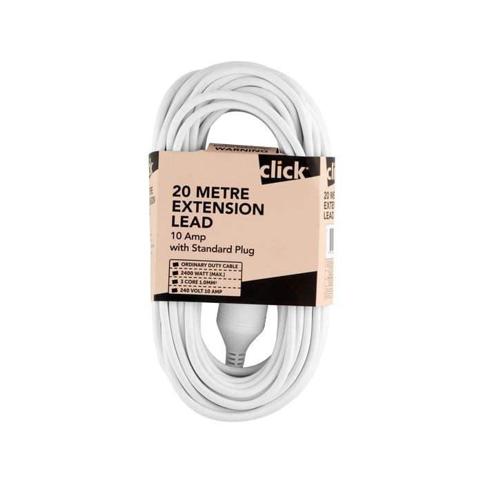Click White Extension Lead - 20m