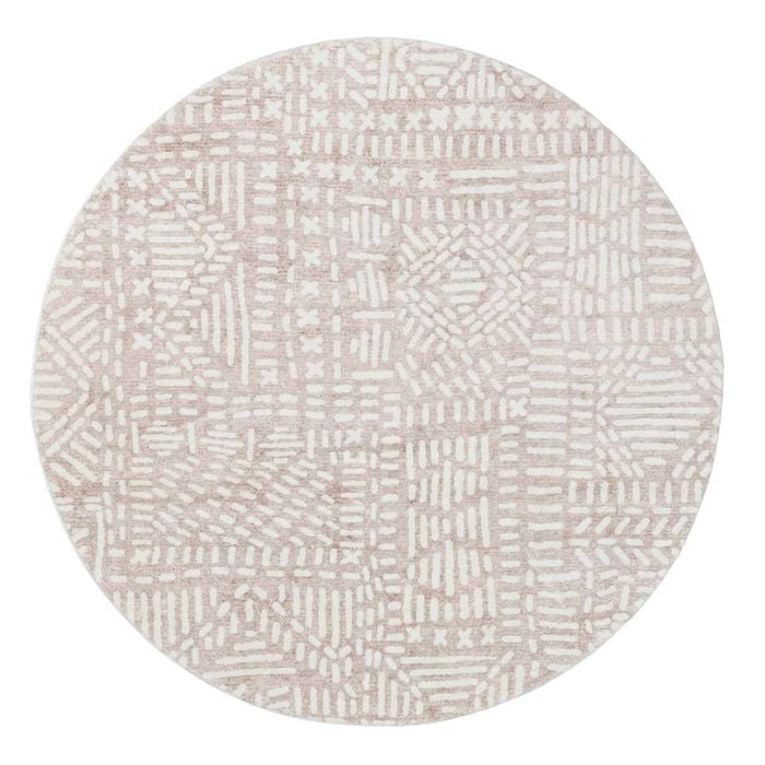 Loopsie-200cm X 200cm-kati Brown And Ivory Tribal Washable Round Rug