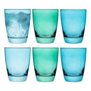 6pc Porto Estelle 300ml Glass Tumbler Water/Juice Drinking Cup Set Round Green