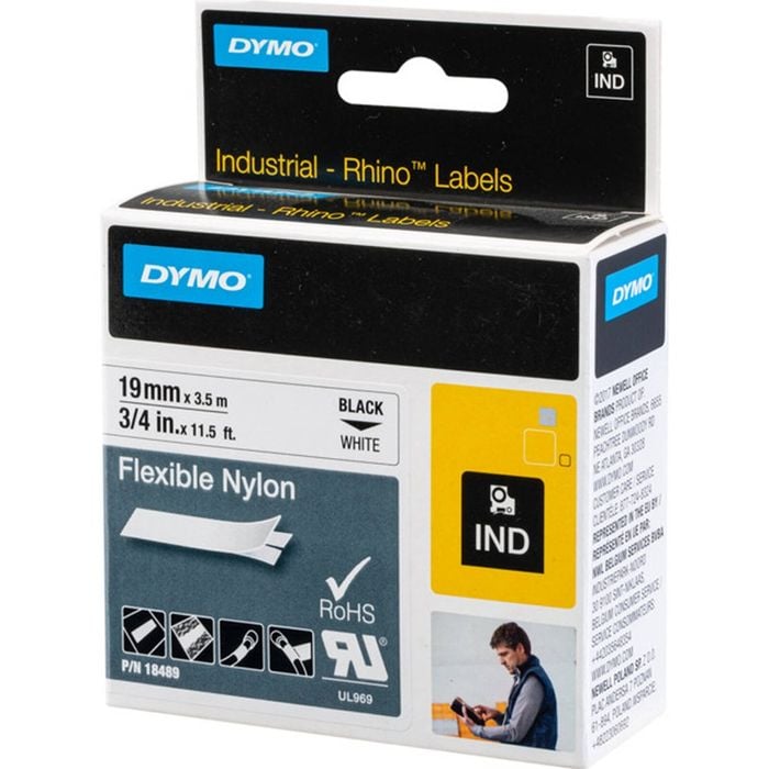 Dymo Refill Cartridge 3/4in White Flexible Nylon Tape 19mm Label Dymo