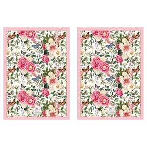 2PK Floral Garden Decorative Pink Kitchen Cooking Tea Towel