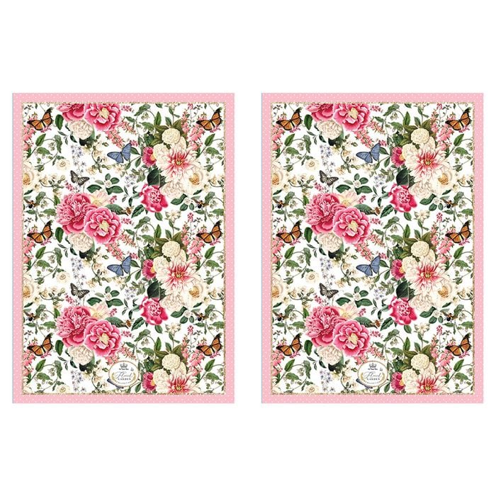 2PK Floral Garden Decorative Pink Kitchen Cooking Tea Towel