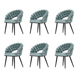 Familand Dining Chairs Set of 6 Padded Seat Kitchen Living Room Chair Velvet in White