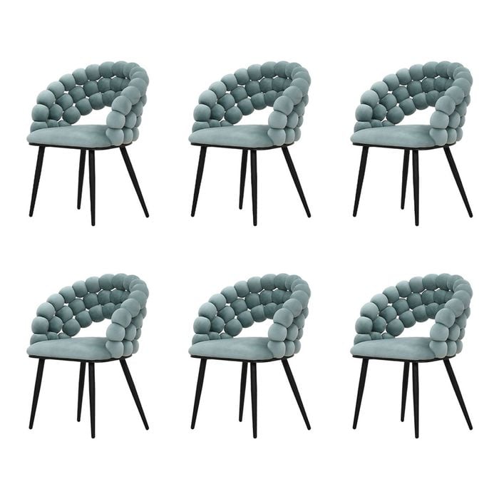 Familand Dining Chairs Set of 6 Padded Seat Kitchen Living Room Chair Velvet in White