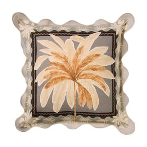 Kas Australia Luana Outdoor Cushion Palm Trees Canvas Grey 50x50cm