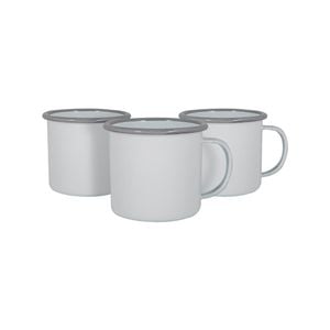 Argon Tableware White Enamel Mugs - Steel Outdoor Camping Tea Coffee Cup - 375ml - Pack of 6
