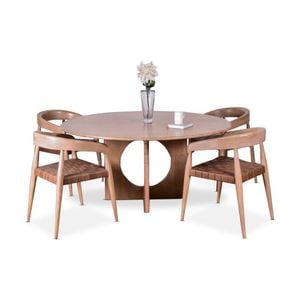 Glenorie Indoor 4 Seater Round Timber Dining Table And Chairs Setting