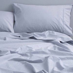 Canningvale Vintage Softwash Size Super King Cotton Sheet Set Misty Blue Melange