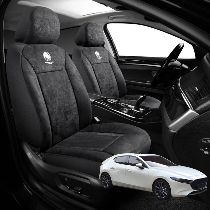 Australian Goose Edition Front Seat Covers for Mazda 3 2019 - Current (BP) - Suede, Universal Fit - Black