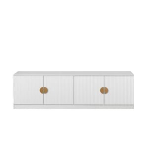 European Cabinetry White Fluted Half Moon Brass Handles Bucharest TV Unit