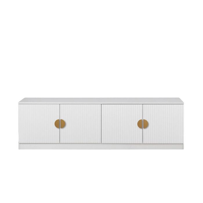 European Cabinetry White Fluted Half Moon Brass Handles Bucharest TV Unit