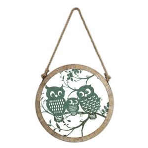 P&P 50×50×2.5cm Charming Owl Family Wall Art Metal & MDF Design for Cozy Woodland-Inspired Decor