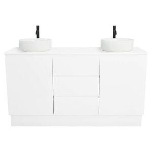 CIBO 1500mm White Nordic Full Height Double Bathroom Vanity With White Countertop Basins
