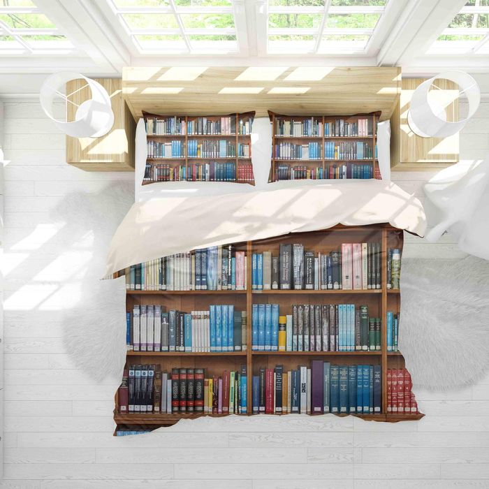3D Bookshelf Pattern Quilt Cover Set Bedding Set Pillowcases 93