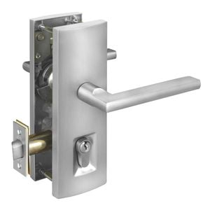 Delf Satin Chrome Linear Madrid Multi Function Entrance Set