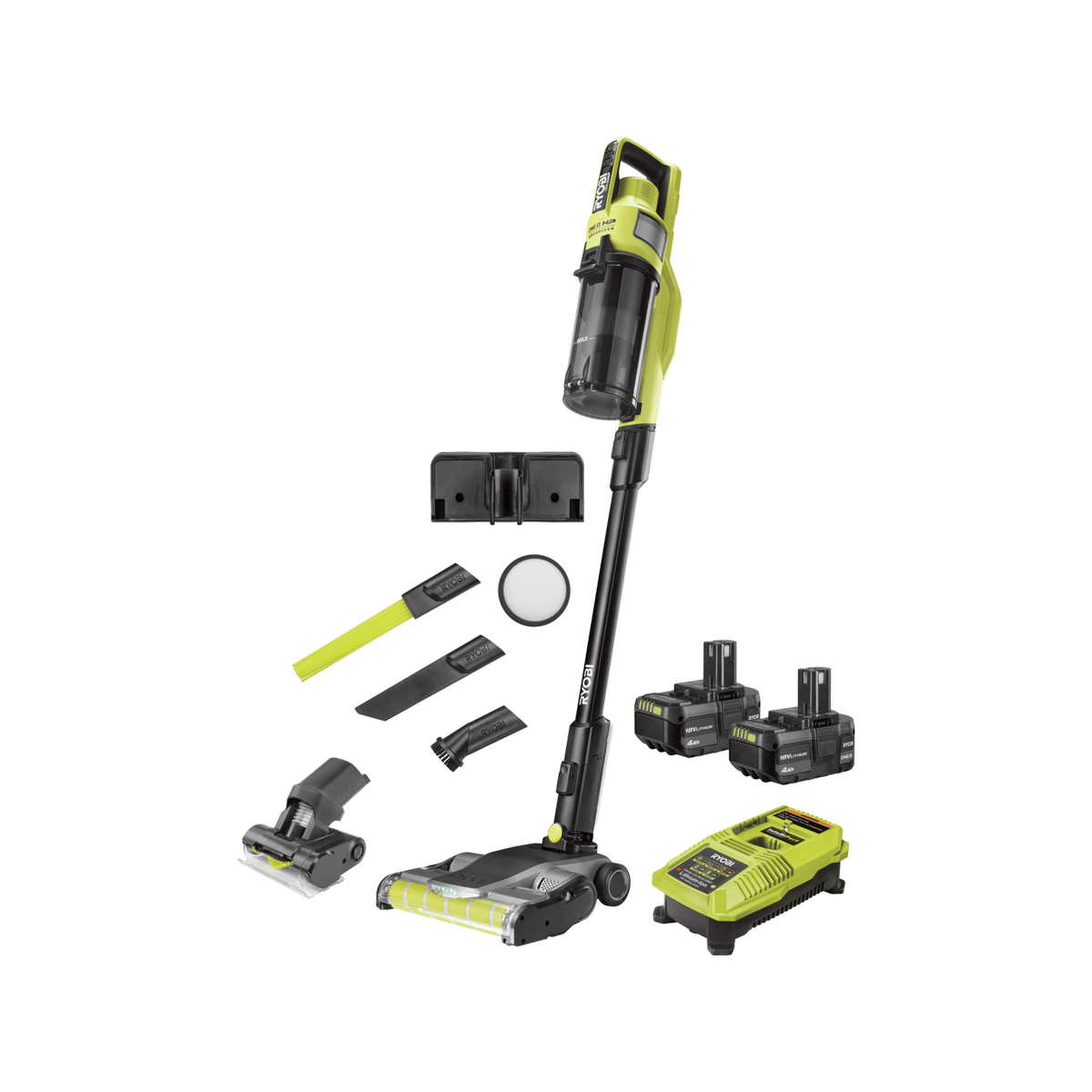 Ryobi 18V ONE HP BL Stick Vac with Dual Roller Kit R18XSV9PET142 Bunnings New Zealand