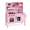 Costway Kids Kitchen Playset Wooden Pretend Play Kitchen Pink