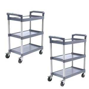 SOGA 2X 830x420x950mm 3 Tier Food Trolley - Gray