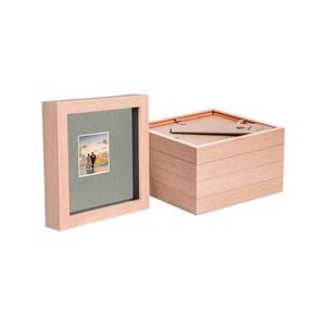 Nicola Spring 6" x 6" Light Wood 3D Box Photo Frames - 2" x 2" Mount - Pack of 5