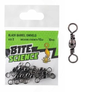 Bite Science Black Barrel Fishing Swivel Pre Pack 2 (93lb)